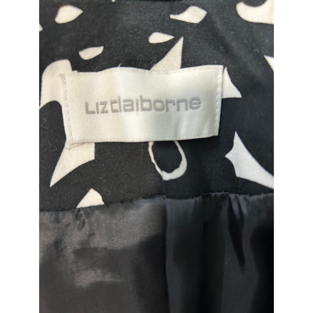 Liz Claiborne Womens Black White Floral Single Button Blazer Jacket Size 10 - Picture 5 of 7